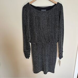 Jessica Howard Metallic Threaded Long Sleeve Cocktail Dress